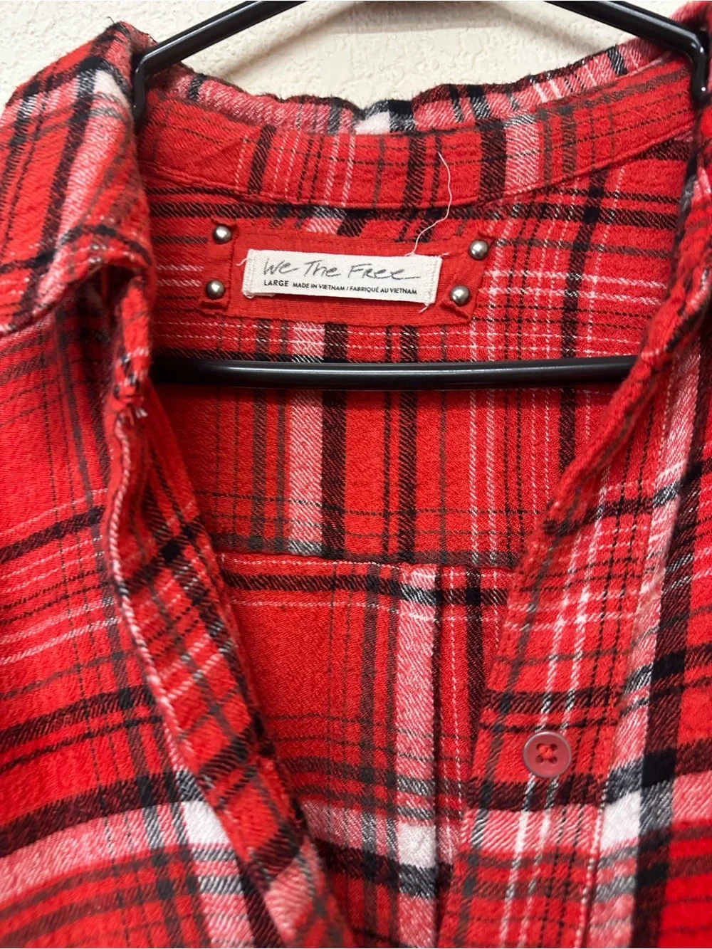 Free people Hidden Valley Buttondown Red Plaid Shacket Women's Top L